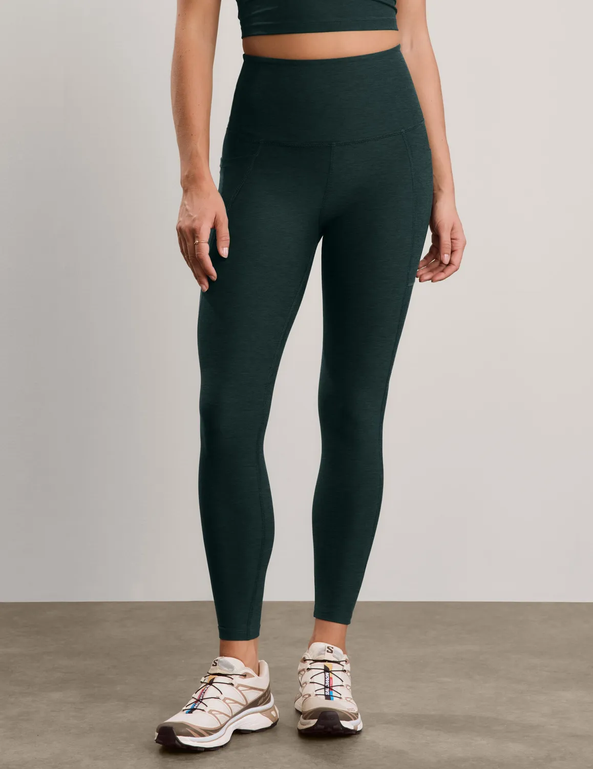 Beyond Yoga Spacedye Out Of Pocket High Waisted Midi Legging Dark Ivy Heather