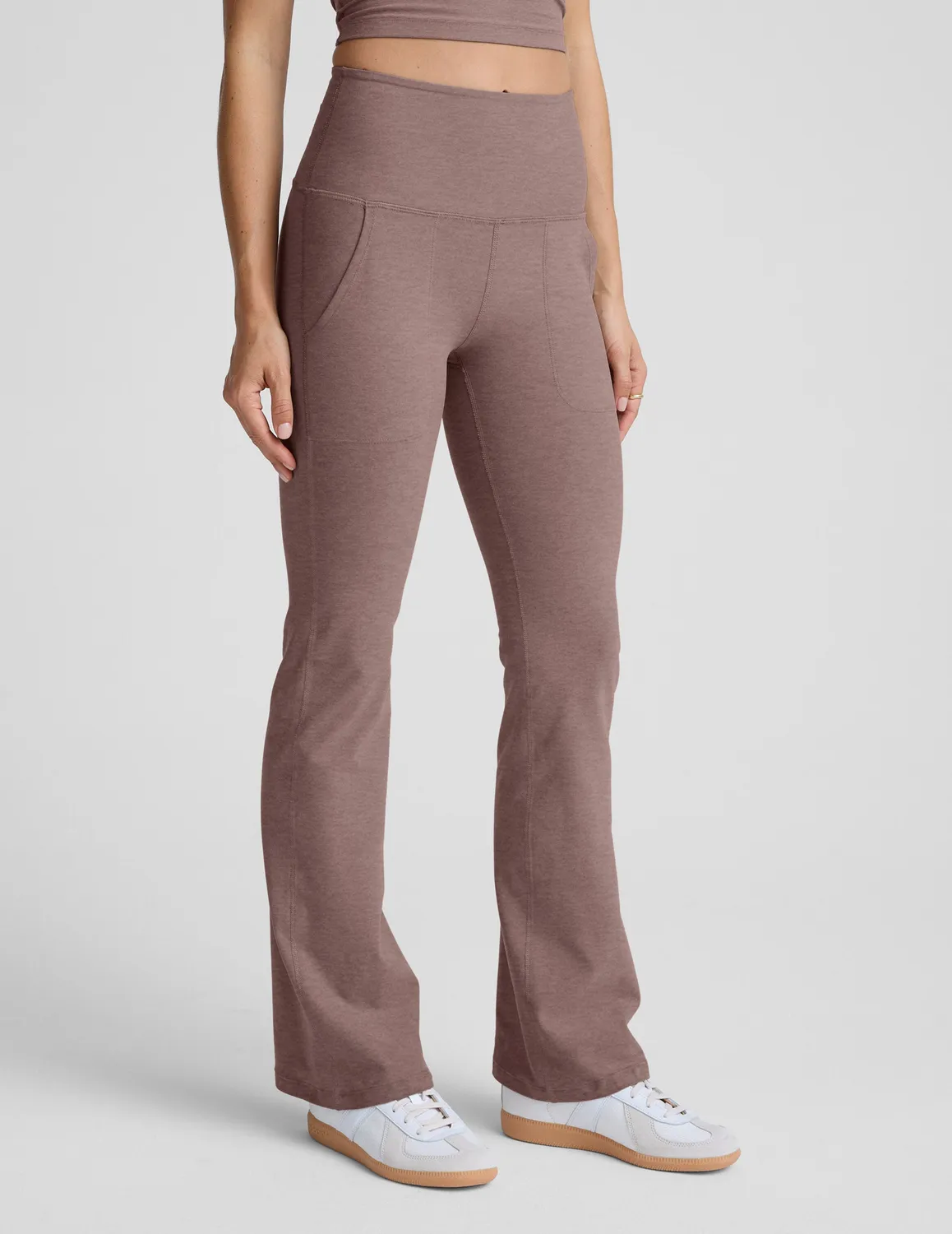 Beyond Yoga Spacedye High Waisted Practice Pocket Bootcut 31" chai
