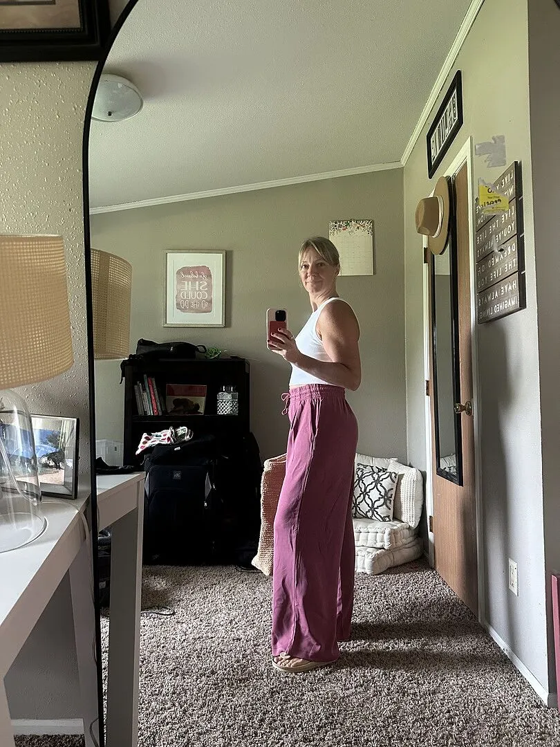 Beyond Yoga Luxe Sandwash Double Knit Wide Leg byxor Dark Charcoal hög midja