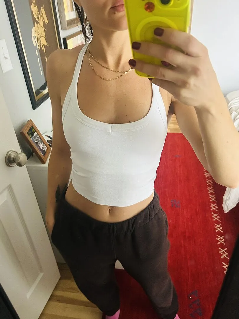Beyond Yoga Spacedye On The Up Cropped Tank linne Cloud White stretch