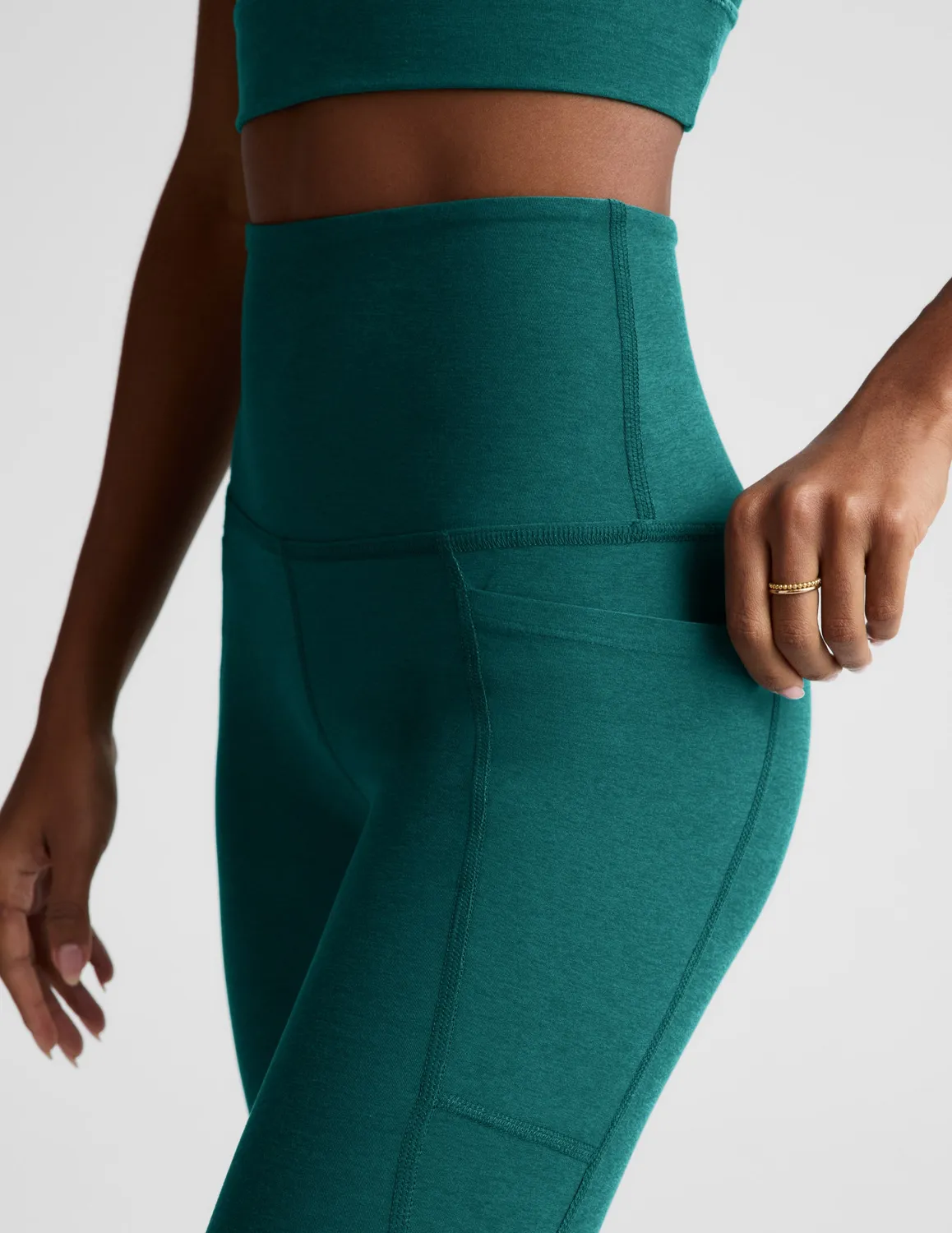 Beyond Yoga Spacedye Out Of Pocket High Waisted Midi leggings petrol med fickor