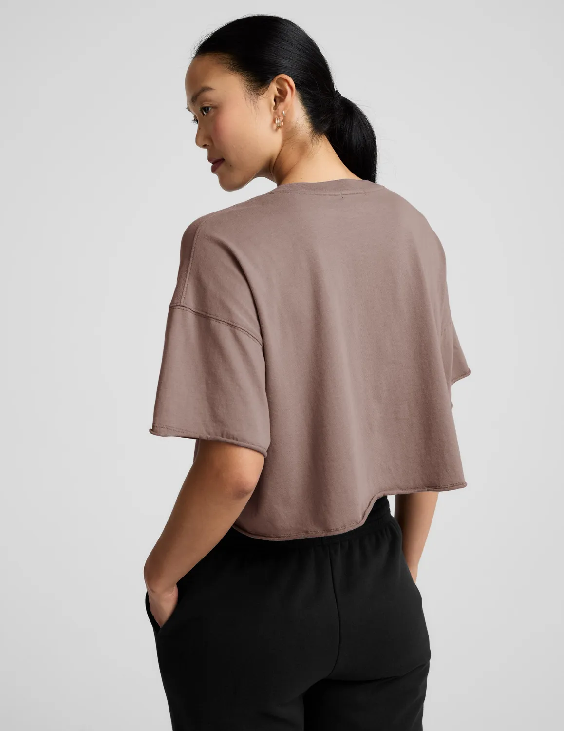 Beyond Yoga SoftKnit Better Than Ever Cropped t-shirt Rosey Taupe bomull