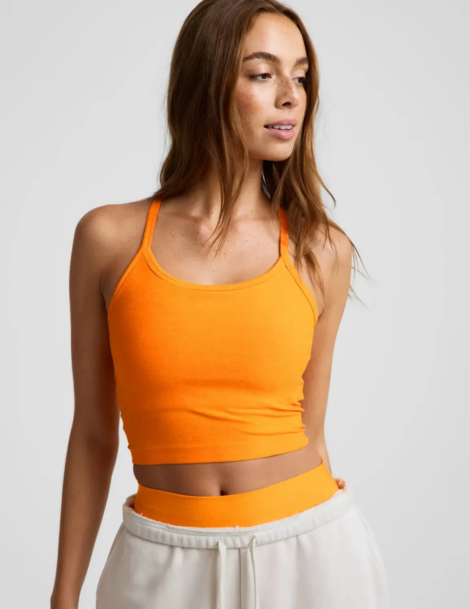 Beyond Yoga Spacedye Slim Racerback Cropped Tank linne Bright Citrus Heather