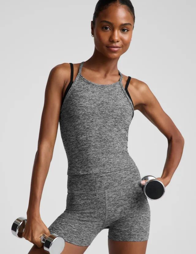 Beyond Yoga Spacedye Layered Tank linne gråsvart med bh