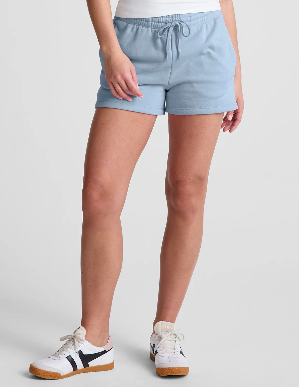 Beyond Yoga LuxeFleece Sweat Short mjukisshorts Blue Zen med fickor