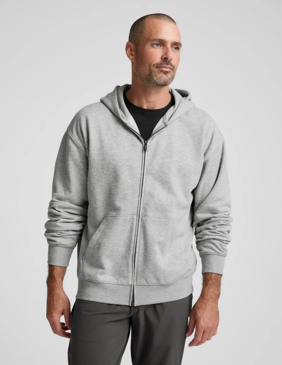 Beyond Yoga LuxeFleece Full Zip hoodie Light Heather Gray