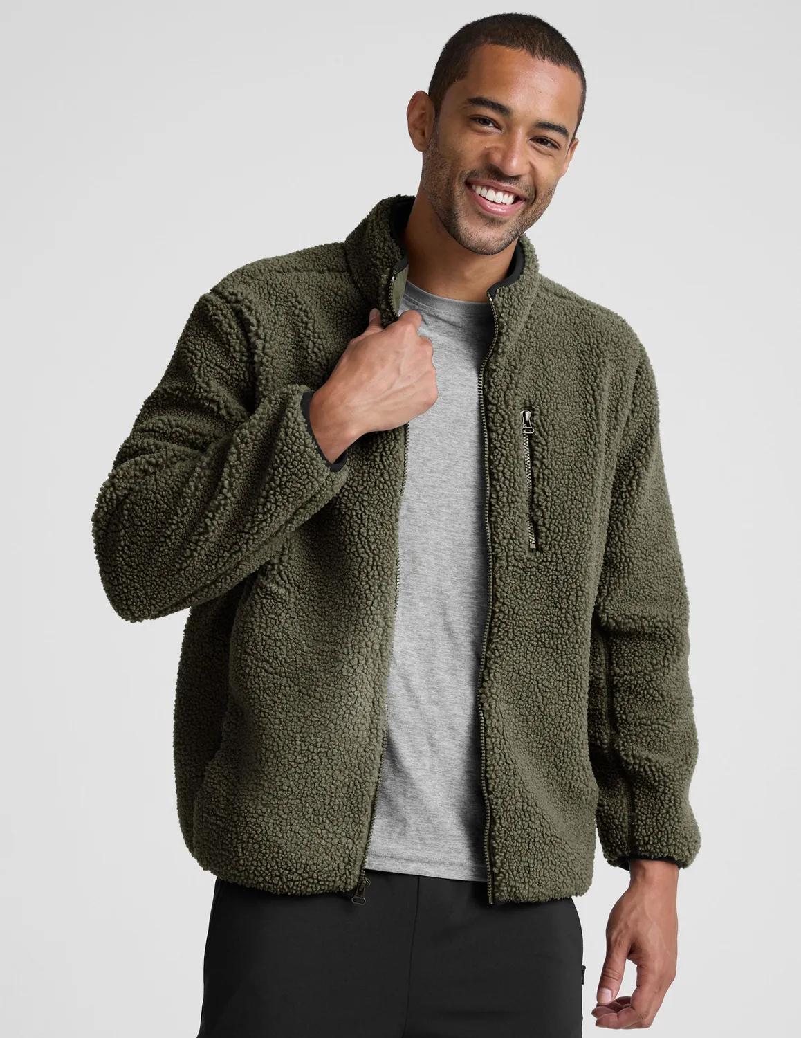 Beyond Yoga Boucle Fleece zipjacka Lush Olive varm