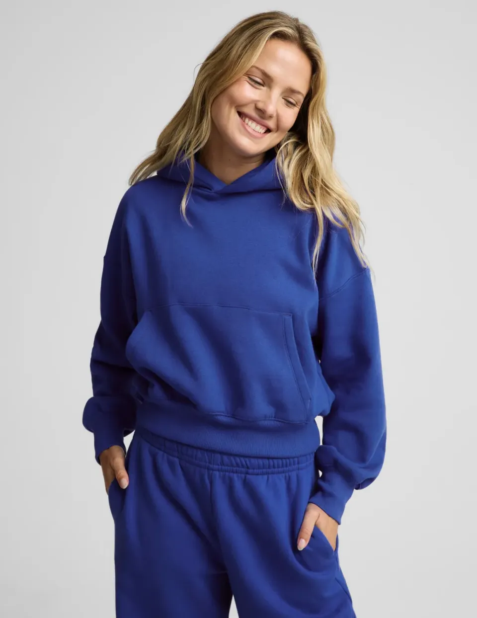Beyond Yoga LuxeFleece 2.0 Hoodie hoodtröja Ultra Blue bomull