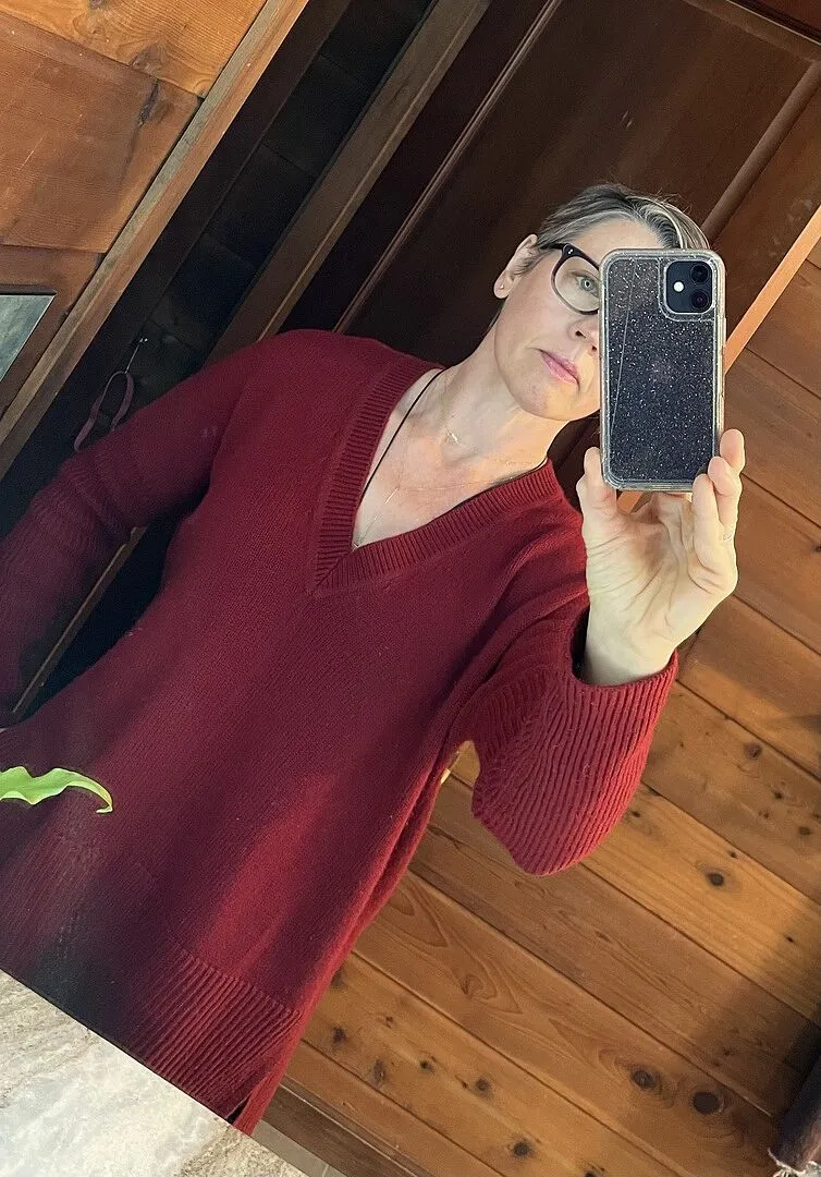 Beyond Yoga Wool-Cashmere V-Neck tröja Dark Chocolate