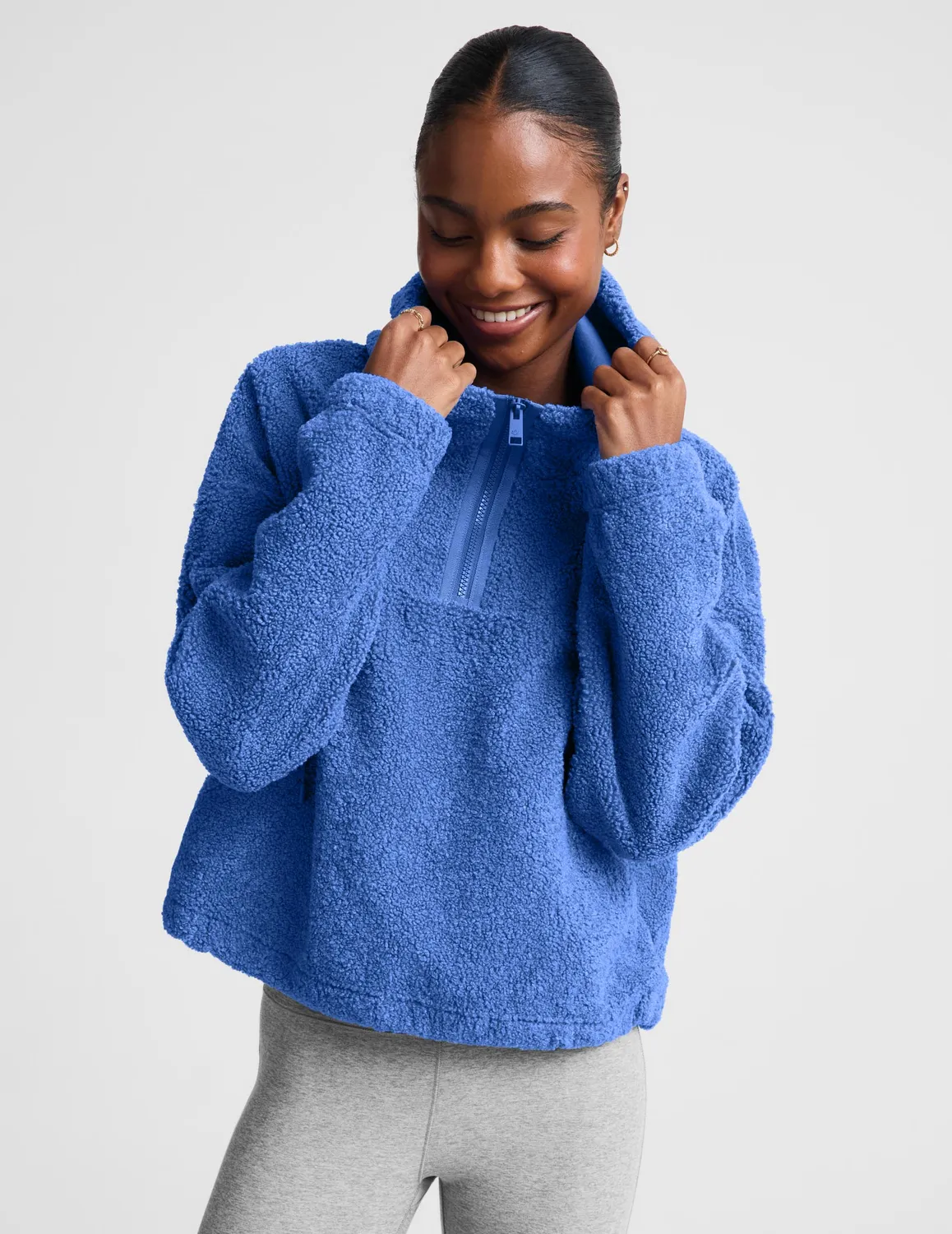 Beyond Yoga Unity 1/4 Zip Hoodie hoodie Mineral Blue bouclé