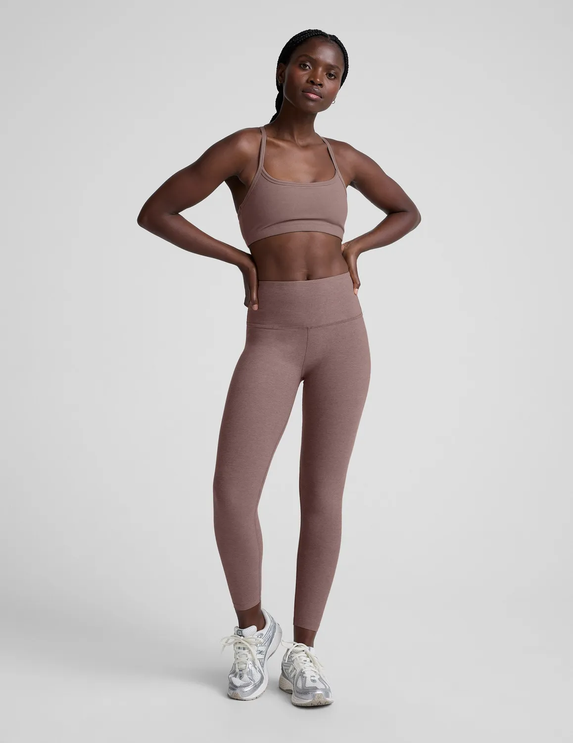 Beyond Yoga Spacedye Slim Racerback sportbh Rosey Taupe neutral medium