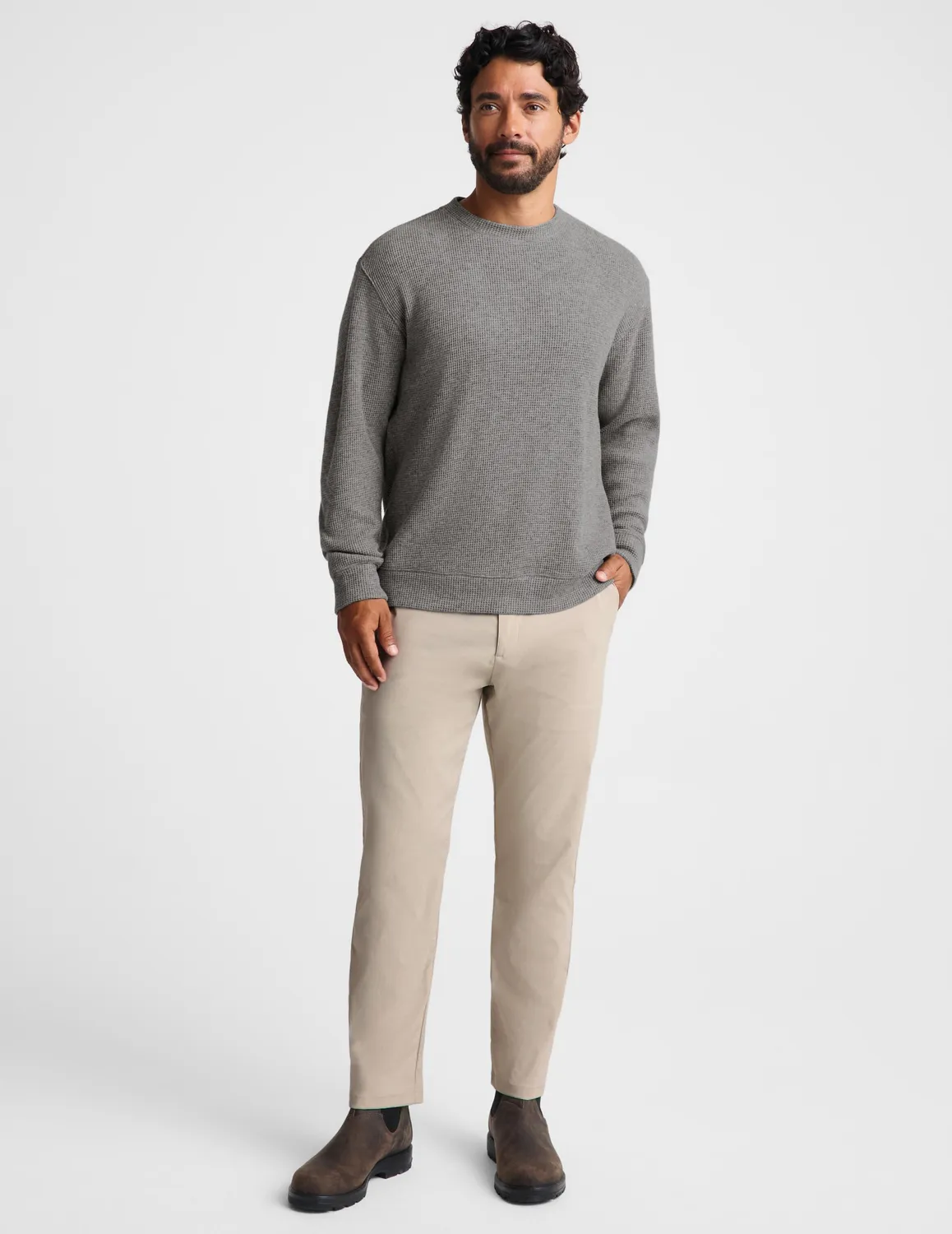 Beyond Yoga Rest Day Waffle Crewneck tröja Charcoal Heather