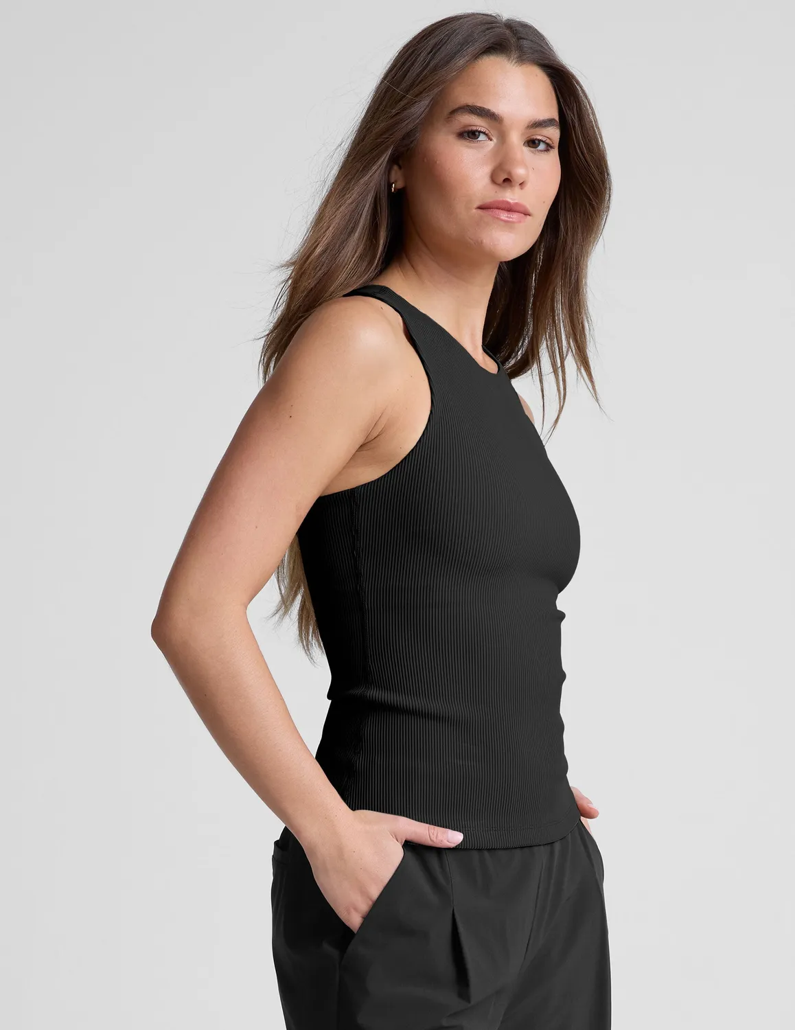 Beyond Yoga Refocus Ribbed Classic Tank linne Black Onyx tight