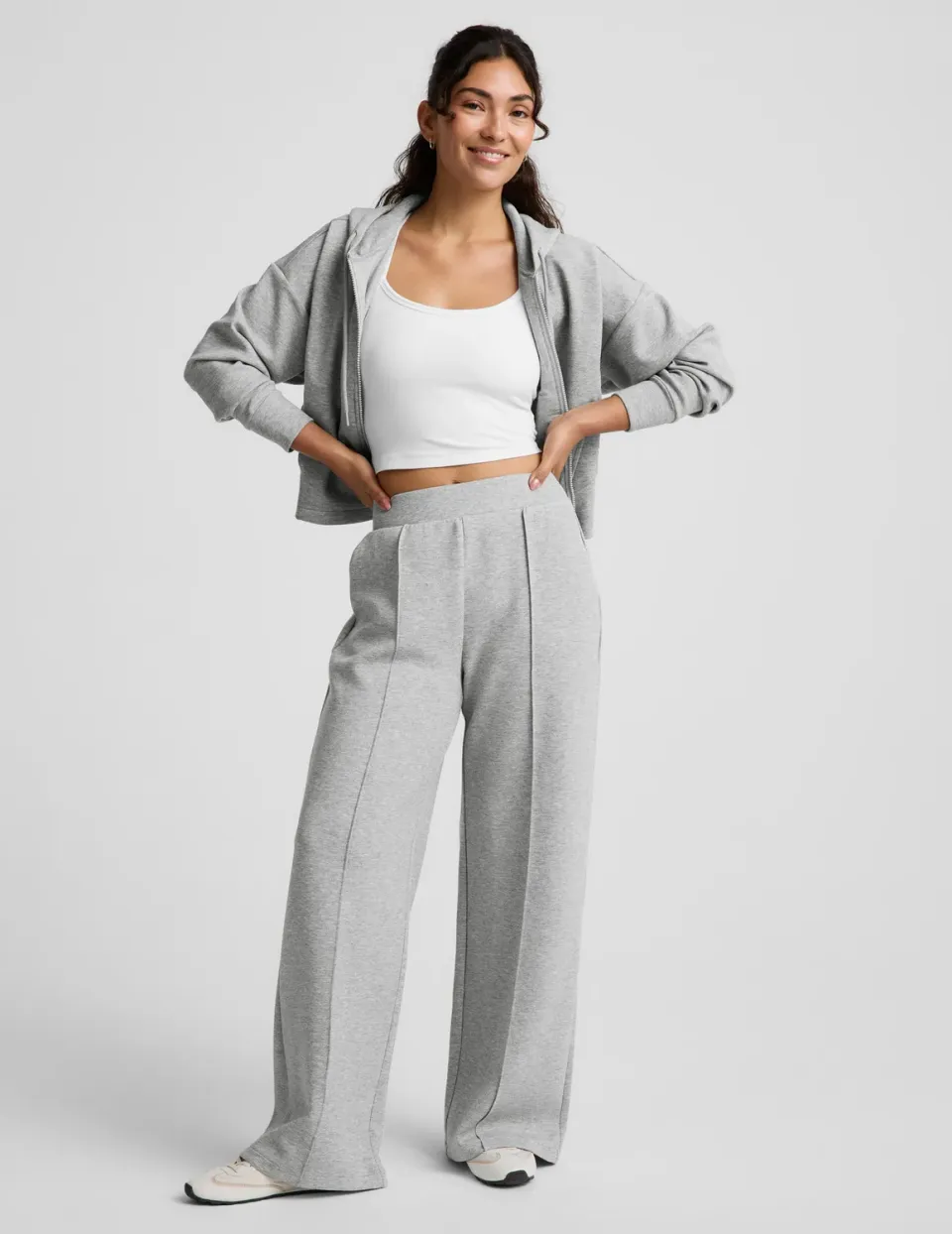 Beyond Yoga SoftSpring Wide Leg Pant 29 mjukisbyxor heather gray vida