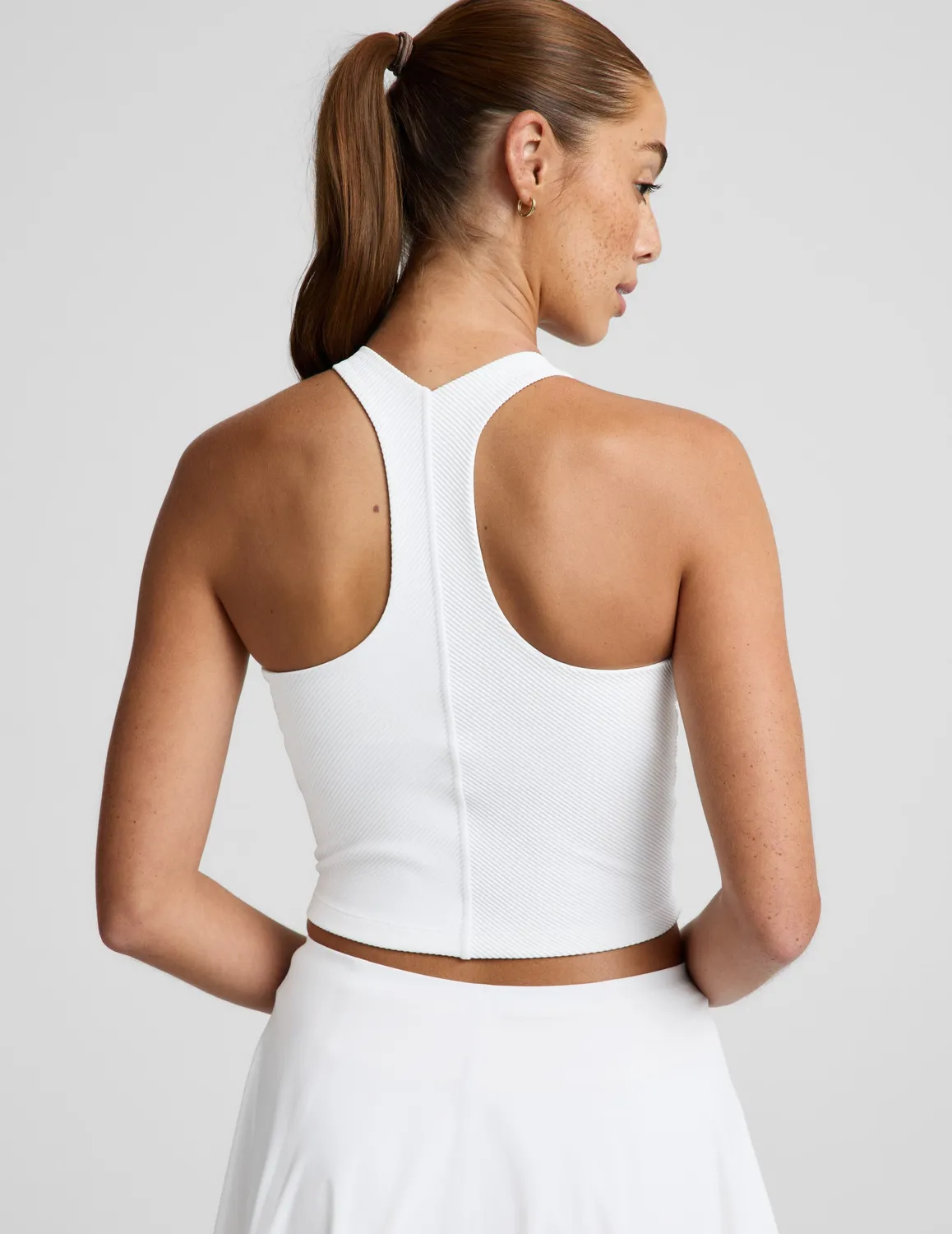 Beyond Yoga Impulse Ribbed High Neck Tank croptop White hög hals