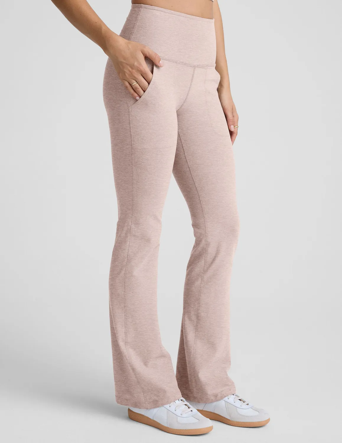 Beyond Yoga Spacedye High Waisted Practice Pocket Bootcut 31" beige