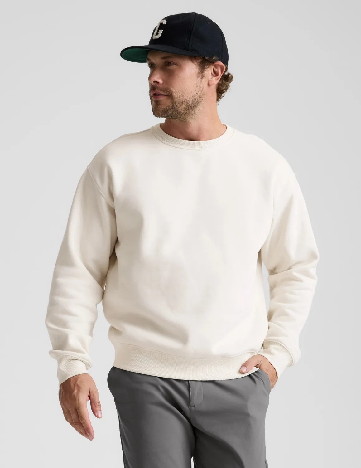Beyond Yoga LuxeFleece Crewneck sweatshirt Bone vit relaxed