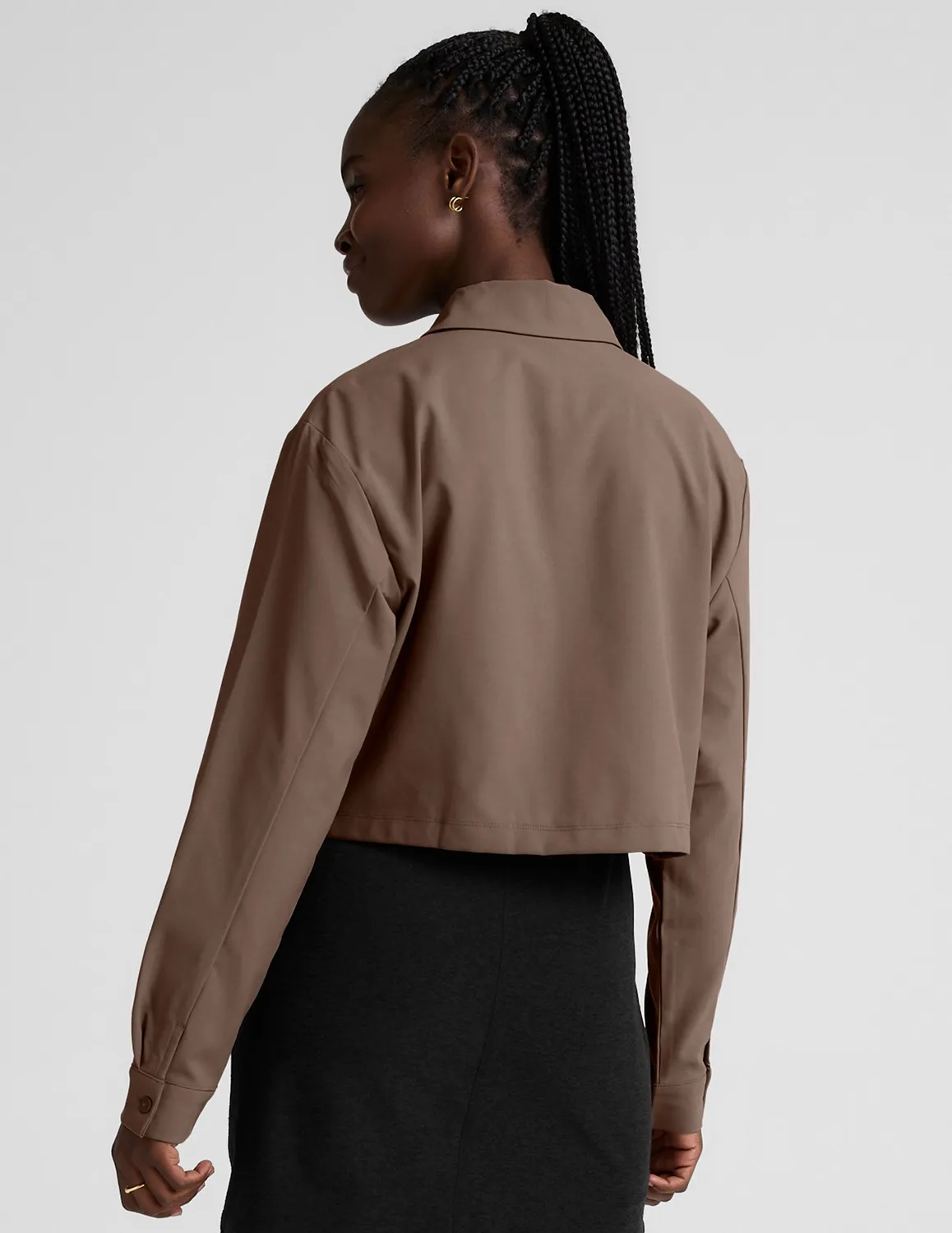 Beyond Yoga Midtown Cropped jacka khaki lös passform