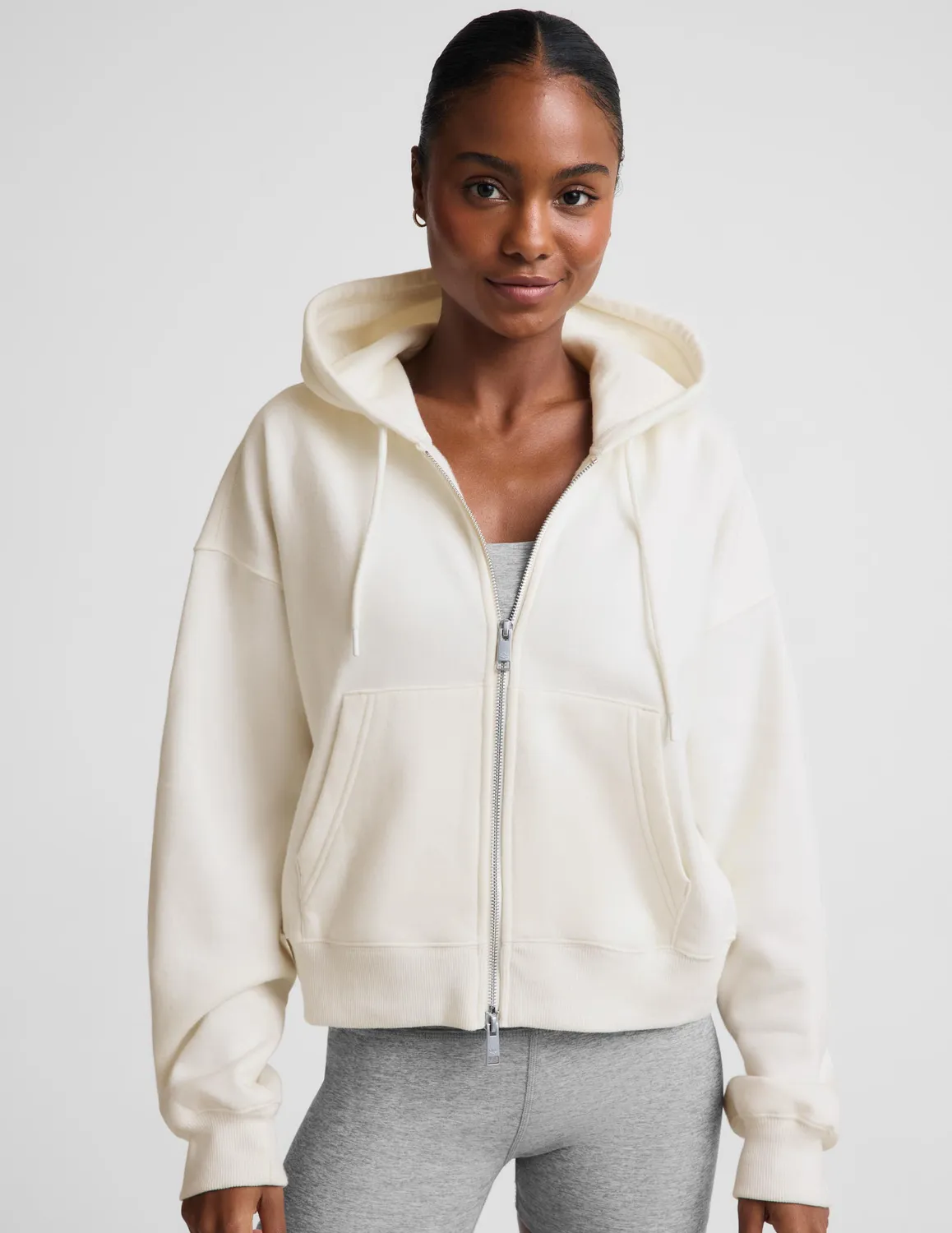 Beyond Yoga LuxeFleece 2.0 Hooded Full-Zip Jacket hoodie Fresh Snow vit