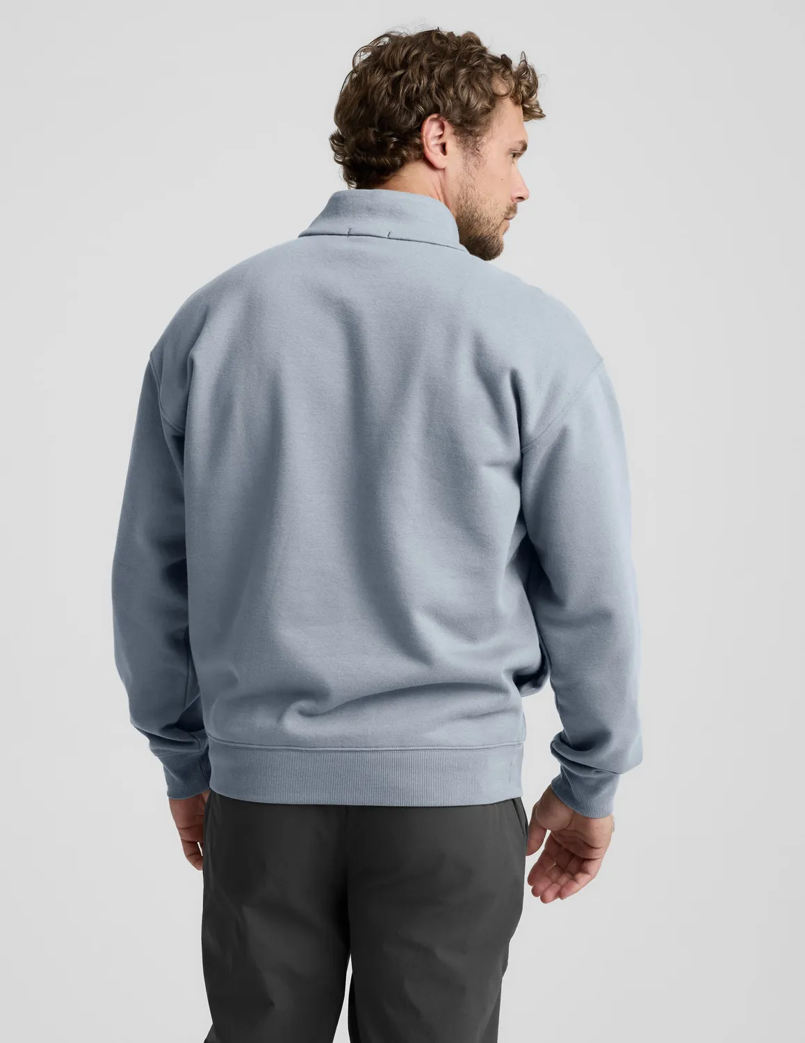 Beyond Yoga LuxeFleece Half Zip pullover Dusty Blue relaxed