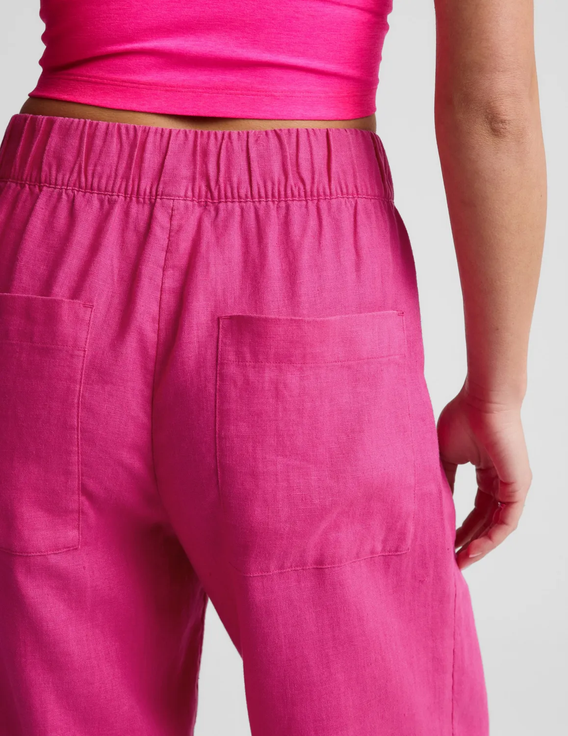 Beyond Yoga SoftWash Linen Easy Wide Leg Pant 31" linnebyxor Pink Glow vida