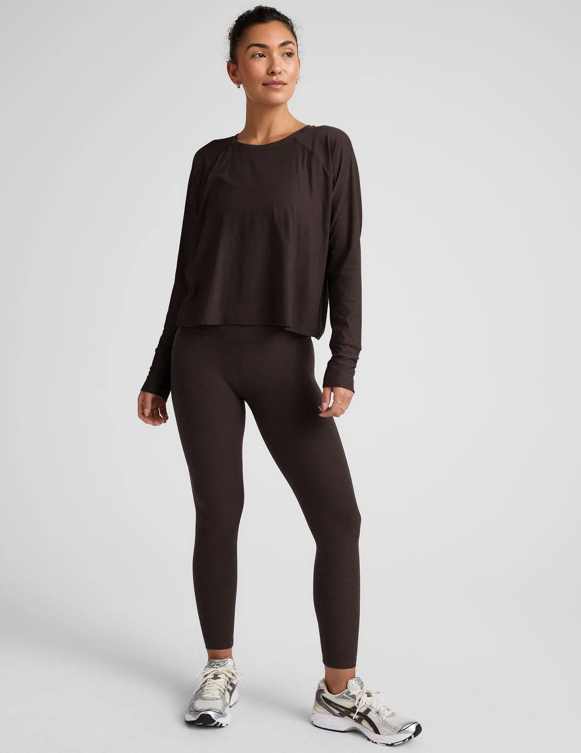Beyond Yoga Featherweight Daydreamer Pullover tröja Dark Chocolate lätt