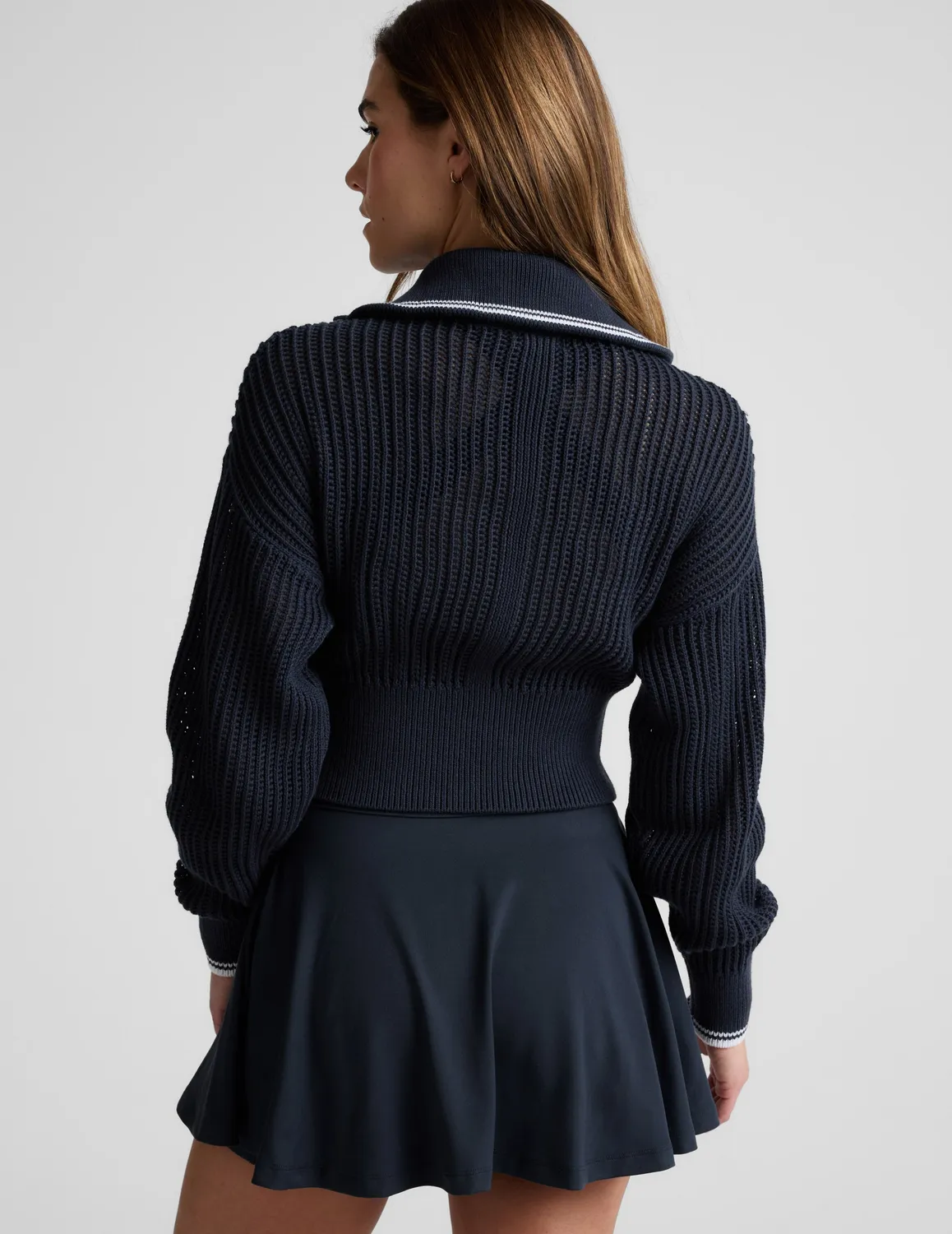 Beyond Yoga Here's The Stitch Zip tröja marinblå ekologisk bomull