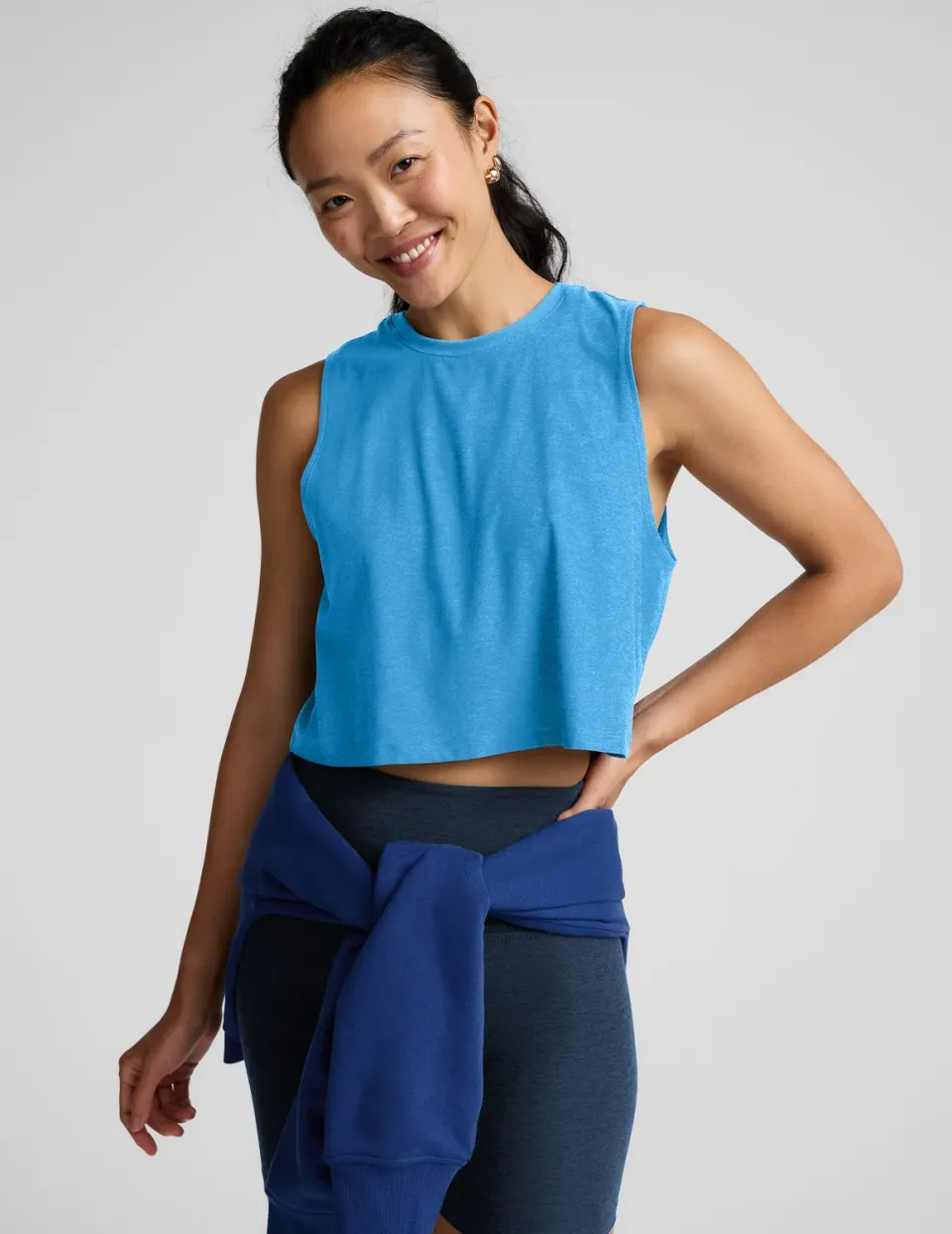 Beyond Yoga Featherweight Minimal Cropped Tank linne Malibu Lagoon Heather sval