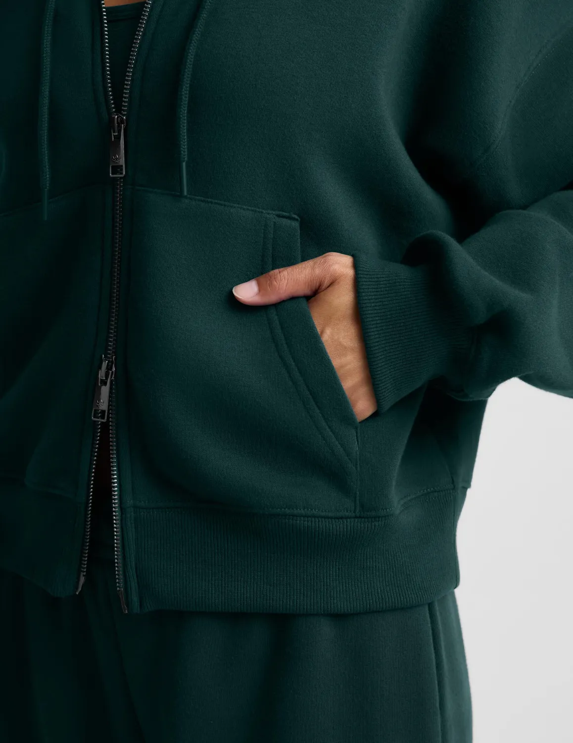 Beyond Yoga LuxeFleece 2.0 ziphoodie Dark Ivy bomull