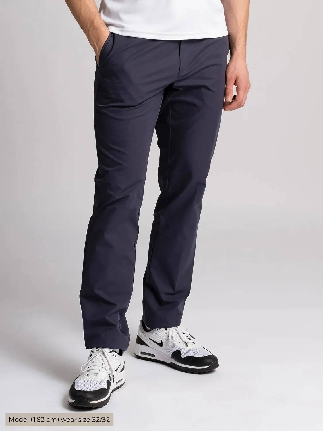 Cross Sportswear Byron Lux chinos marinblå W34/L34 stretch
