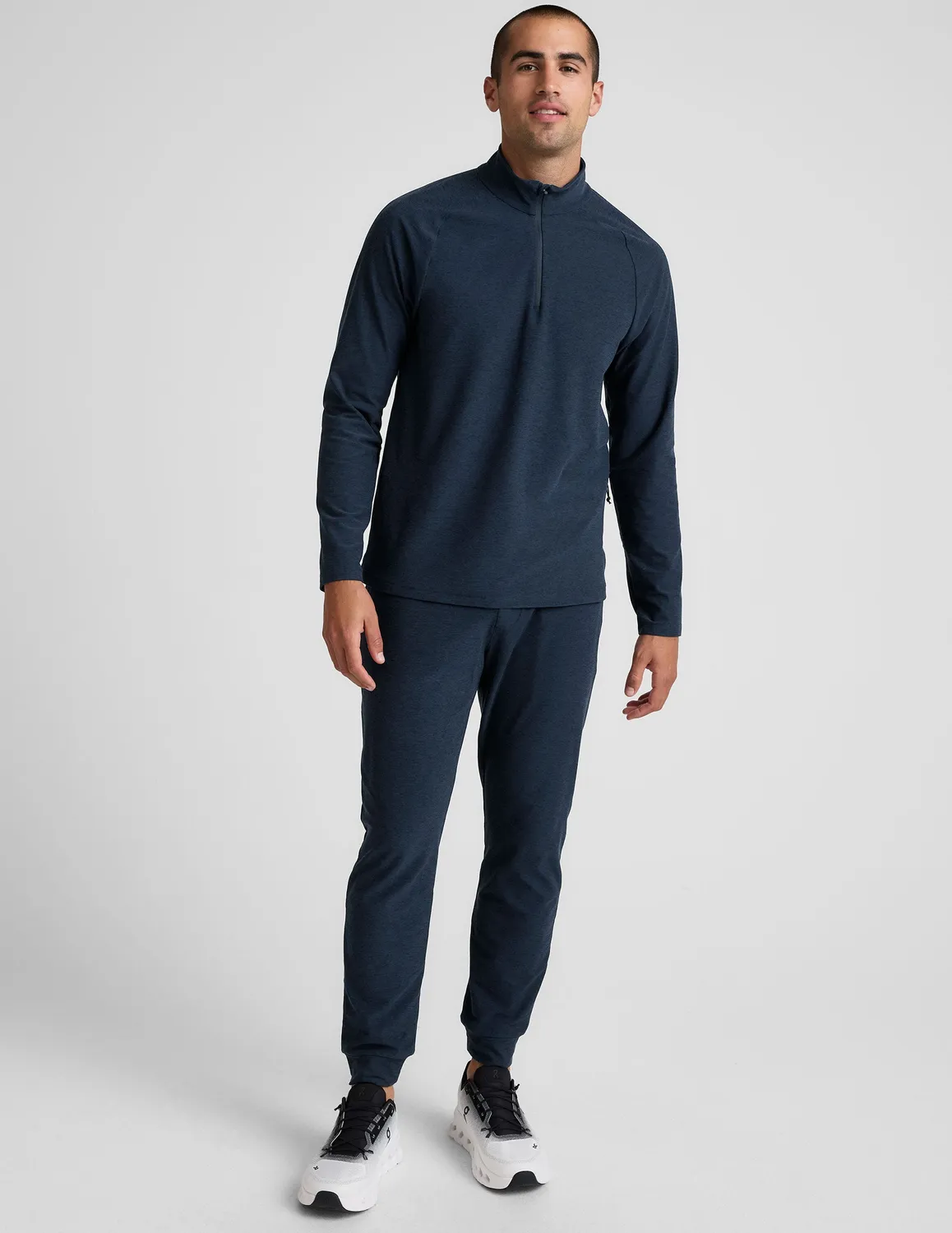 Beyond Yoga Spacedye Terrain quarter zip tröja Nocturnal Navy herr