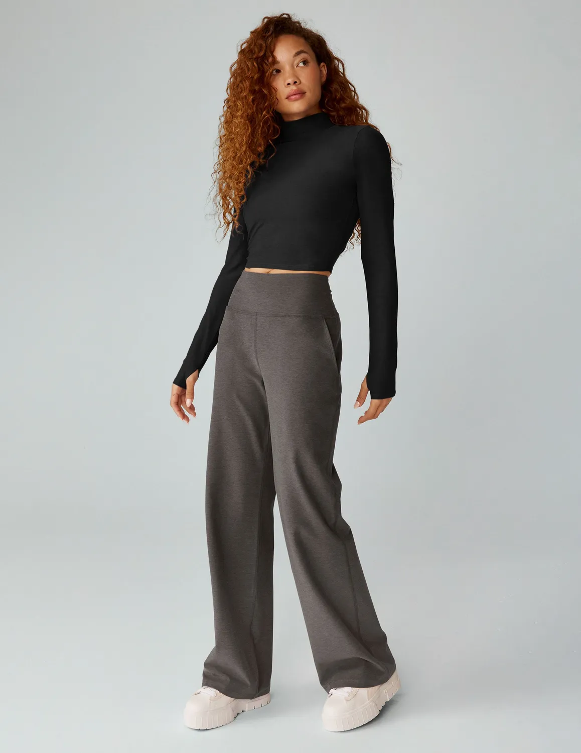 Beyond Yoga Spacedye Laid Back Wide Leg Pant 31 byxor True Gray