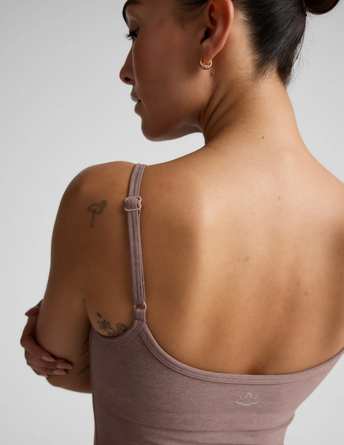 Beyond Yoga Spacedye Forever Tank träningslinne Rosey Taupe med bh