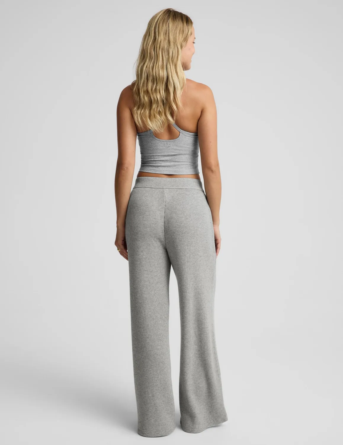 Beyond Yoga Rest Day Waffle Wide Leg Pant mjukisbyxor grå med fickor