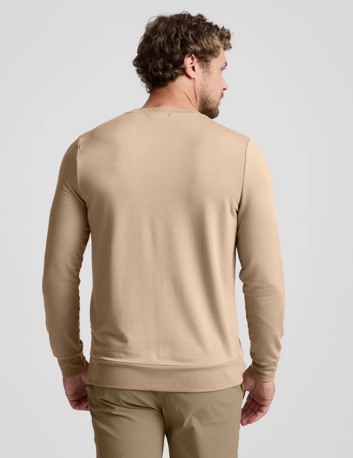 Beyond Yoga Always Beyond Crew Pullover Sweatshirt Tan Modal