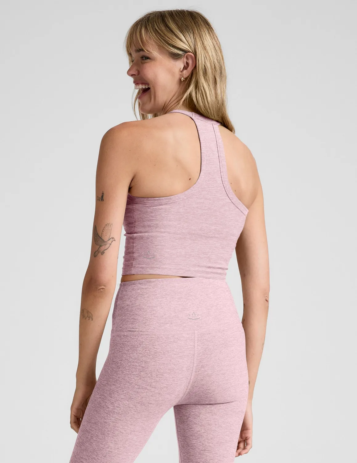 Beyond Yoga Spacedye On The Up Cropped linne Blush Blooms med bh