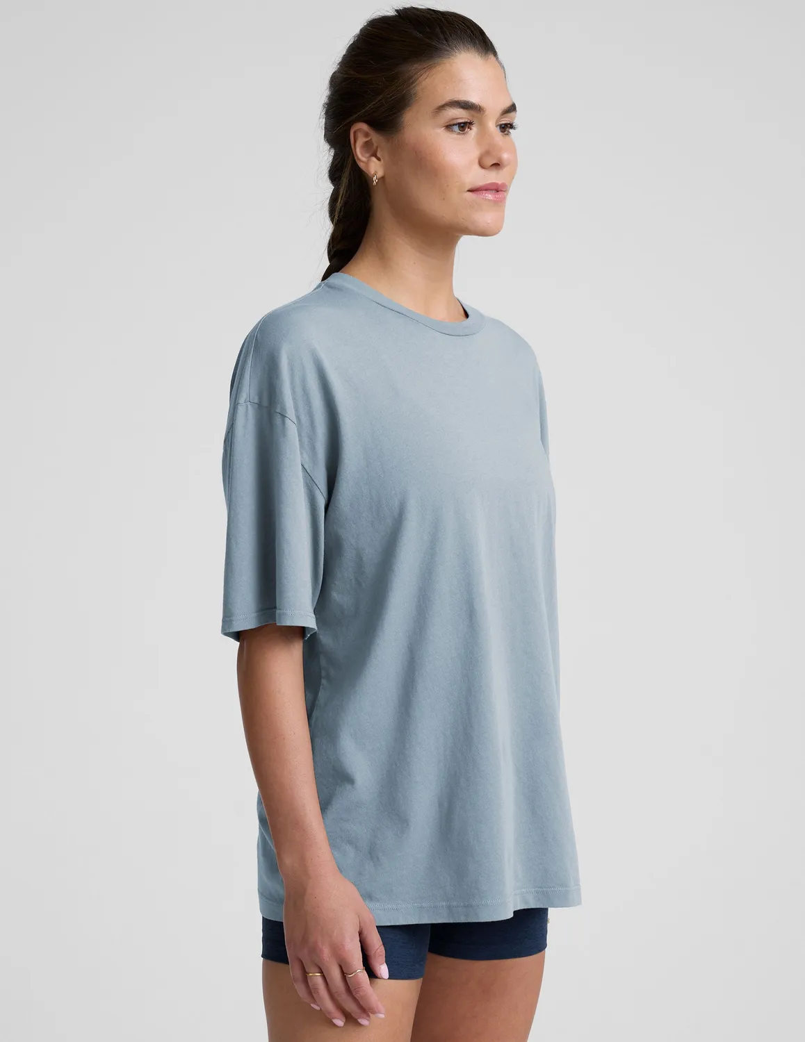 Beyond Yoga Oversized Cotton Tee t-shirt Chambray blå bomull