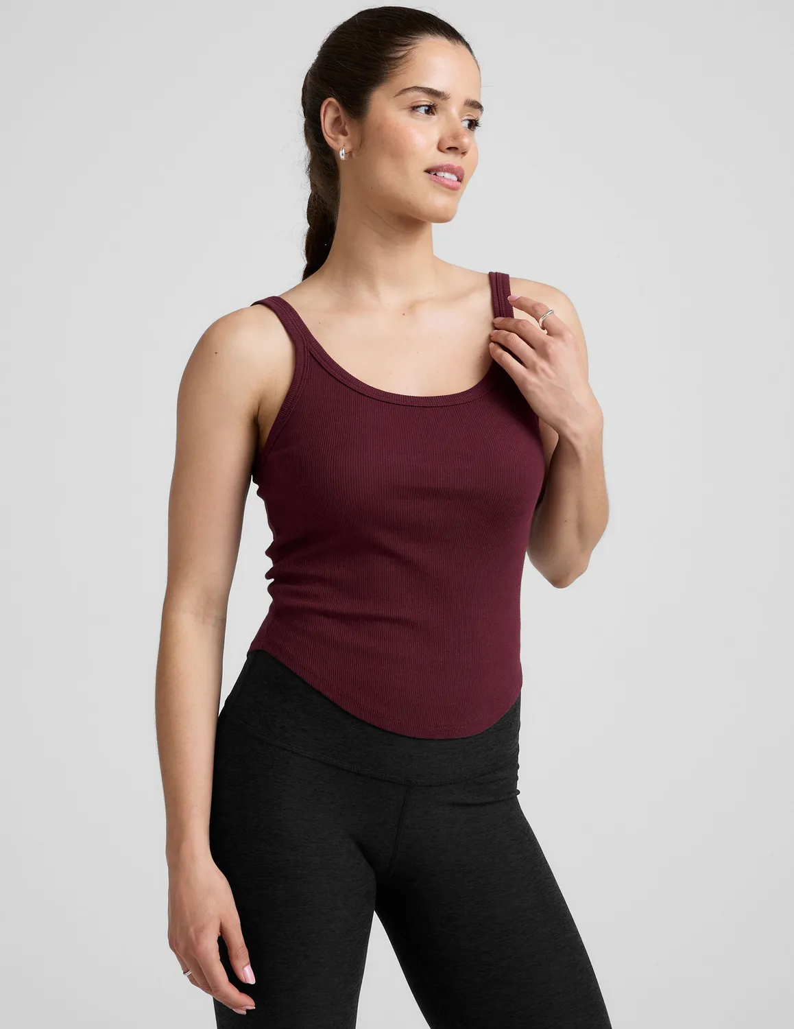 Beyond Yoga Rib Classic Tank linne Dark Cherry tight ribbad