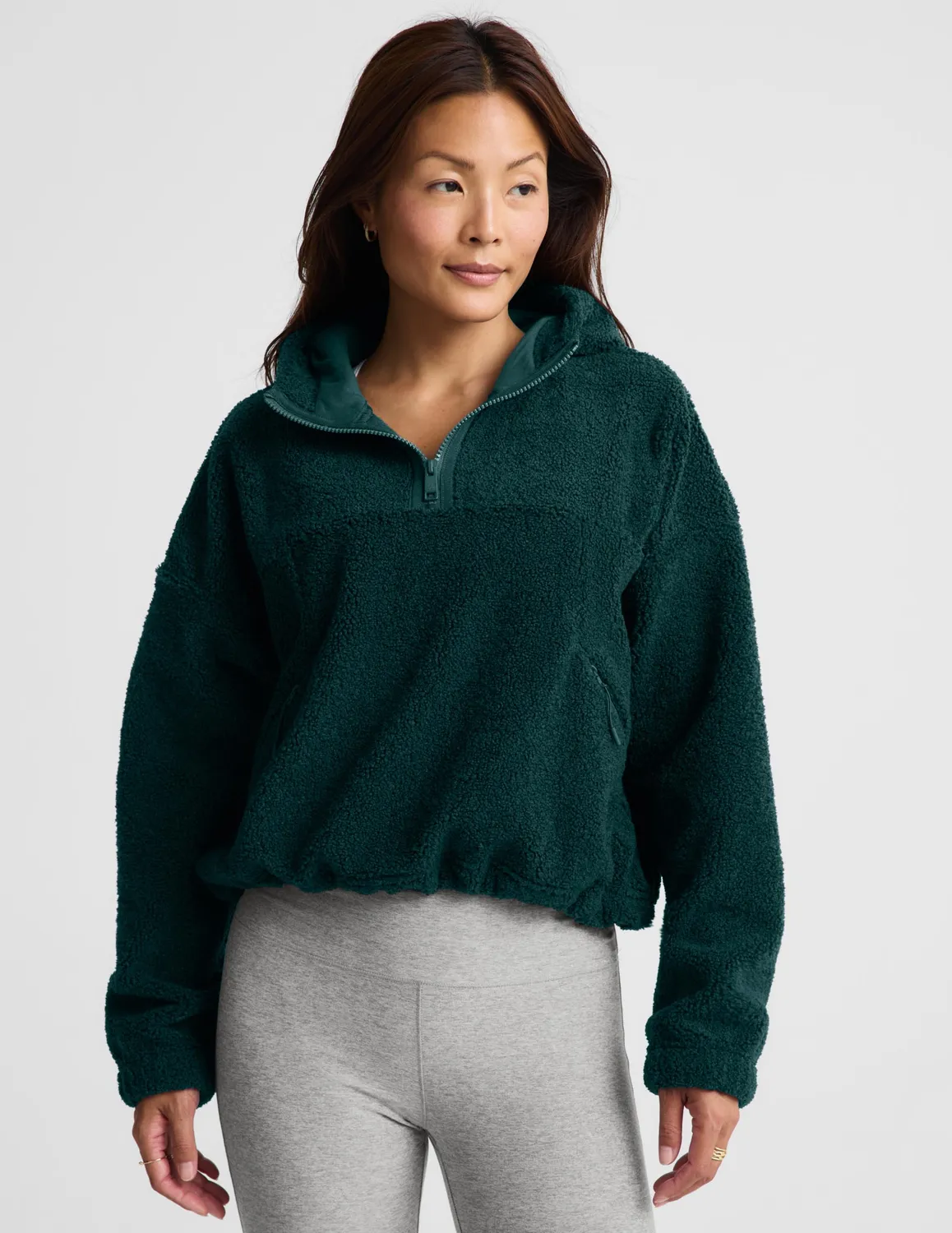Beyond Yoga Unity 1/4 Zip Hoodie hoodie Dark Ivy bouclé