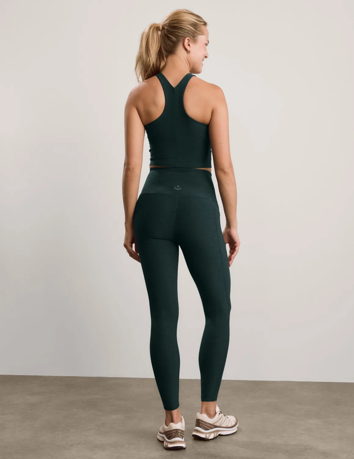 Beyond Yoga Spacedye Out Of Pocket High Waisted Midi Legging Dark Ivy Heather