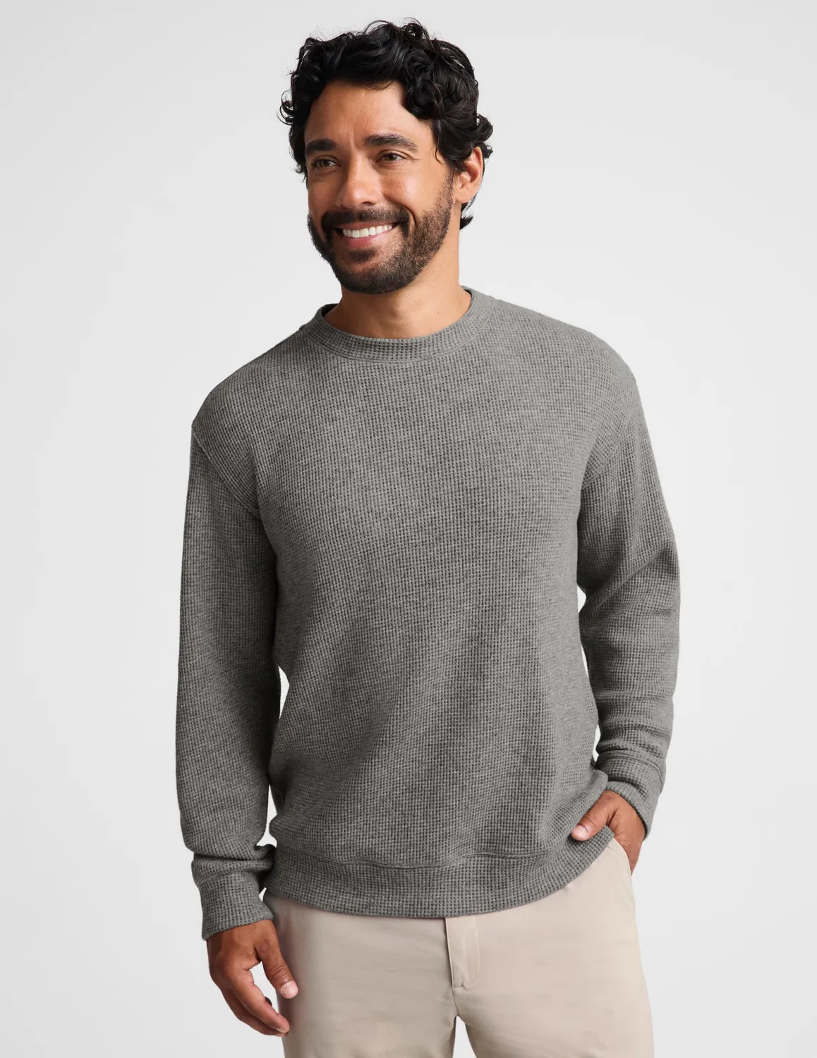 Beyond Yoga Rest Day Waffle Crewneck tröja Charcoal Heather