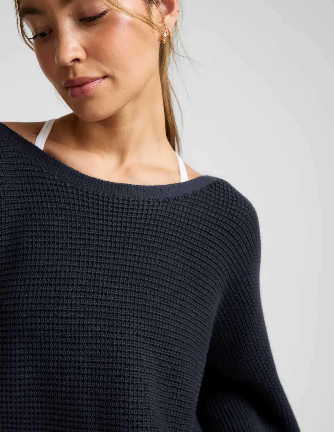 Beyond Yoga Ready For Barre Cropped Sweater tröja marinblå ull