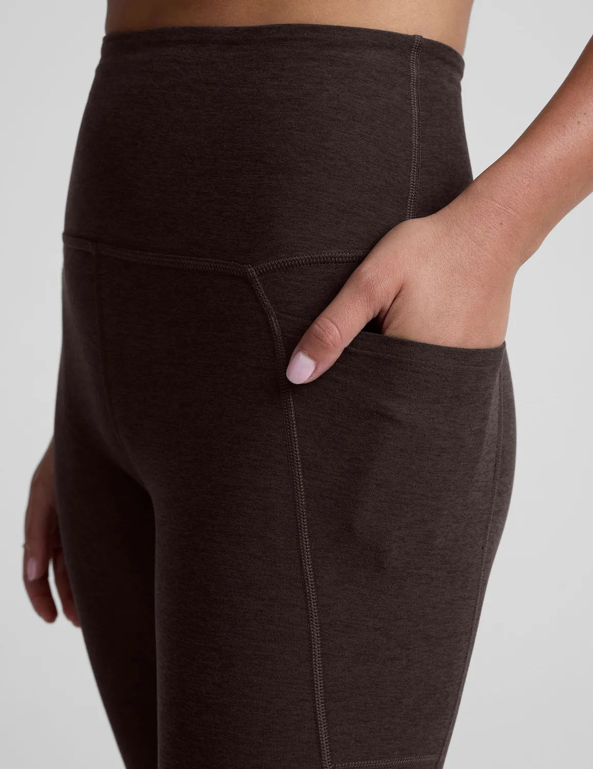 Beyond Yoga Spacedye Out Of Pocket High Waisted Midi Legging Dark Chocolate Heather