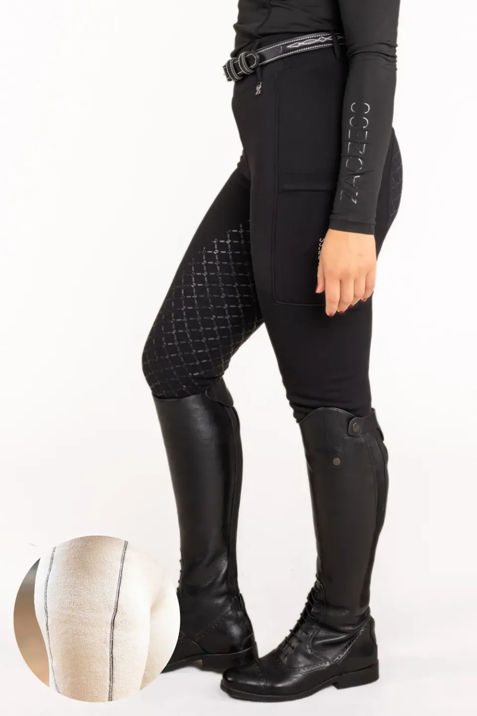 ZacZess YR Teddy Winter Leggings Black 26 ridleggings full grip varm