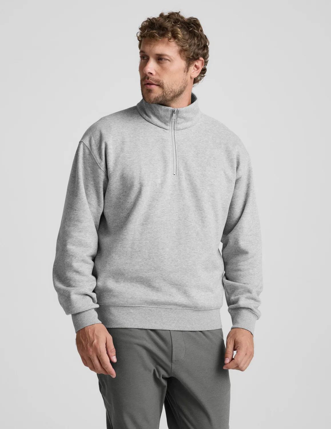 Beyond Yoga LuxeFleece Half Zip sweatshirt Light Heather Gray