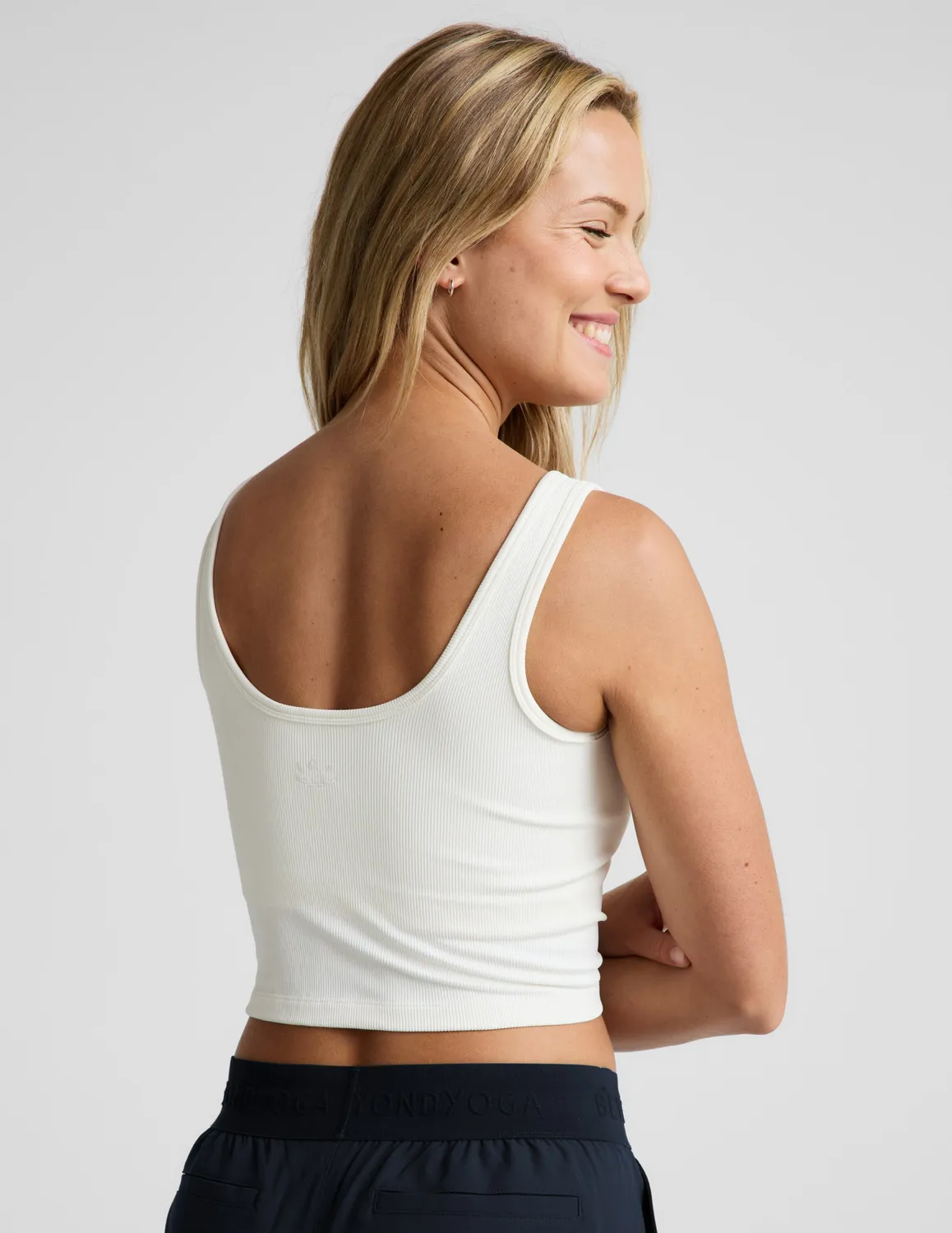 Beyond Yoga Keep It Cool Seamless Cropped Tank linne Glacier svalkande