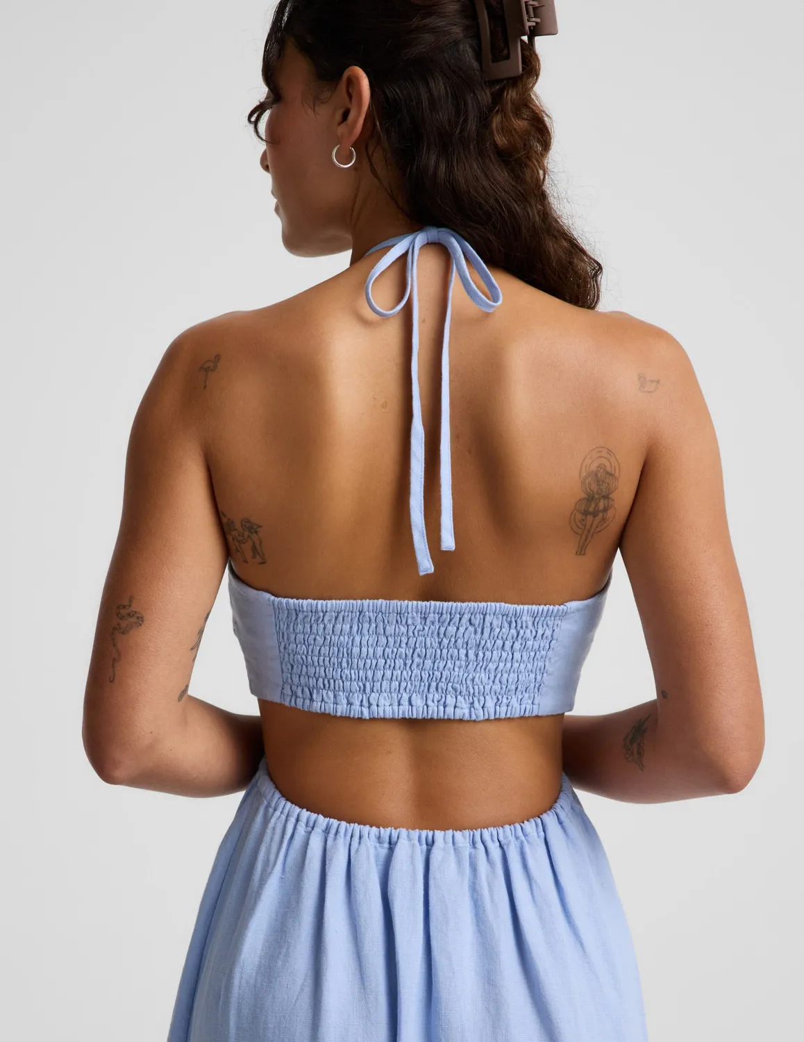 Beyond Yoga SoftWash Linen Halter maxiklänning pastellblå