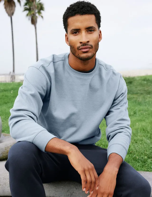 Beyond Yoga LuxeFleece Crewneck sweatshirt herr Dusty Blue mjuk
