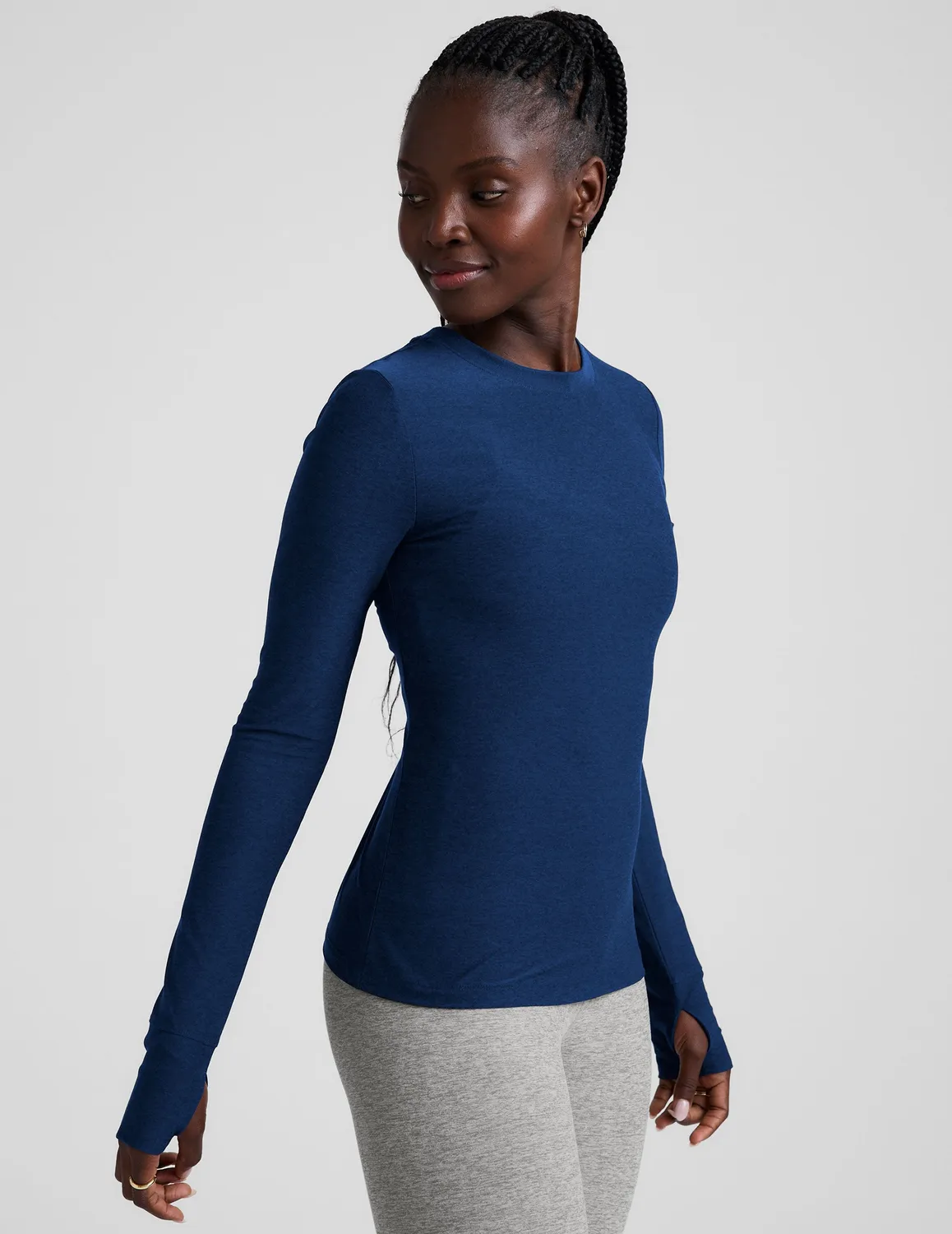Beyond Yoga Featherweight Select Long Sleeve Crew tröja Marine Blue lätt