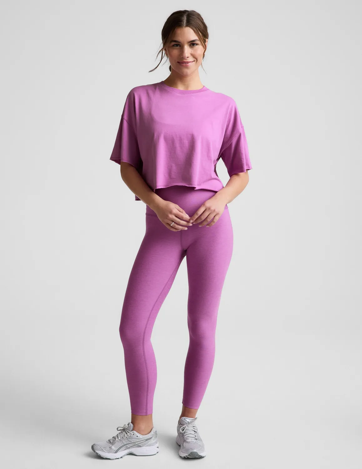 Beyond Yoga SoftKnit Better Than Ever Cropped t-shirt fun fuchsia